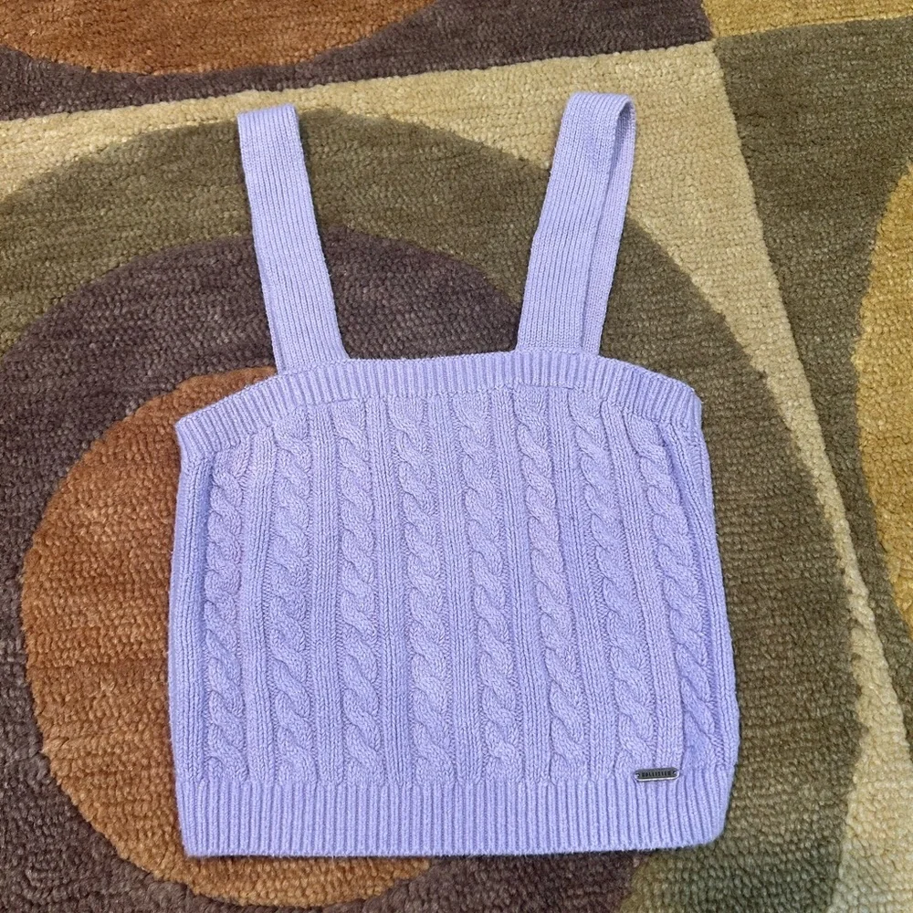 Hollister Lavender Purple Cable Knit Sweater Crop Top Cropped Tank Top Size XS